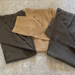 Men's Brooks Brothers Pants 36 x 36, two pair gun metal gray, one pair of Khaki